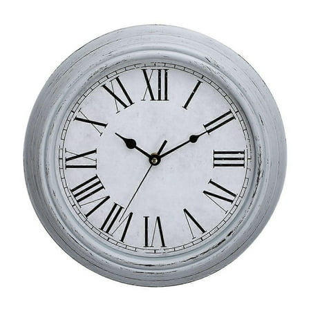 Vintage Stylish Wall Clock, 12 Inch Grey Plastic, Accurate Time Keeping and Weather Resistant for Any Room