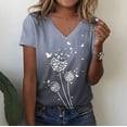 thumbnail image 7 of 2024 Summer New 3d Flower Print V-neck Short Sleeve Blouse Fashion T-shirts For Women Clothing Y2k Tee graphic t shirts, 7 of 7