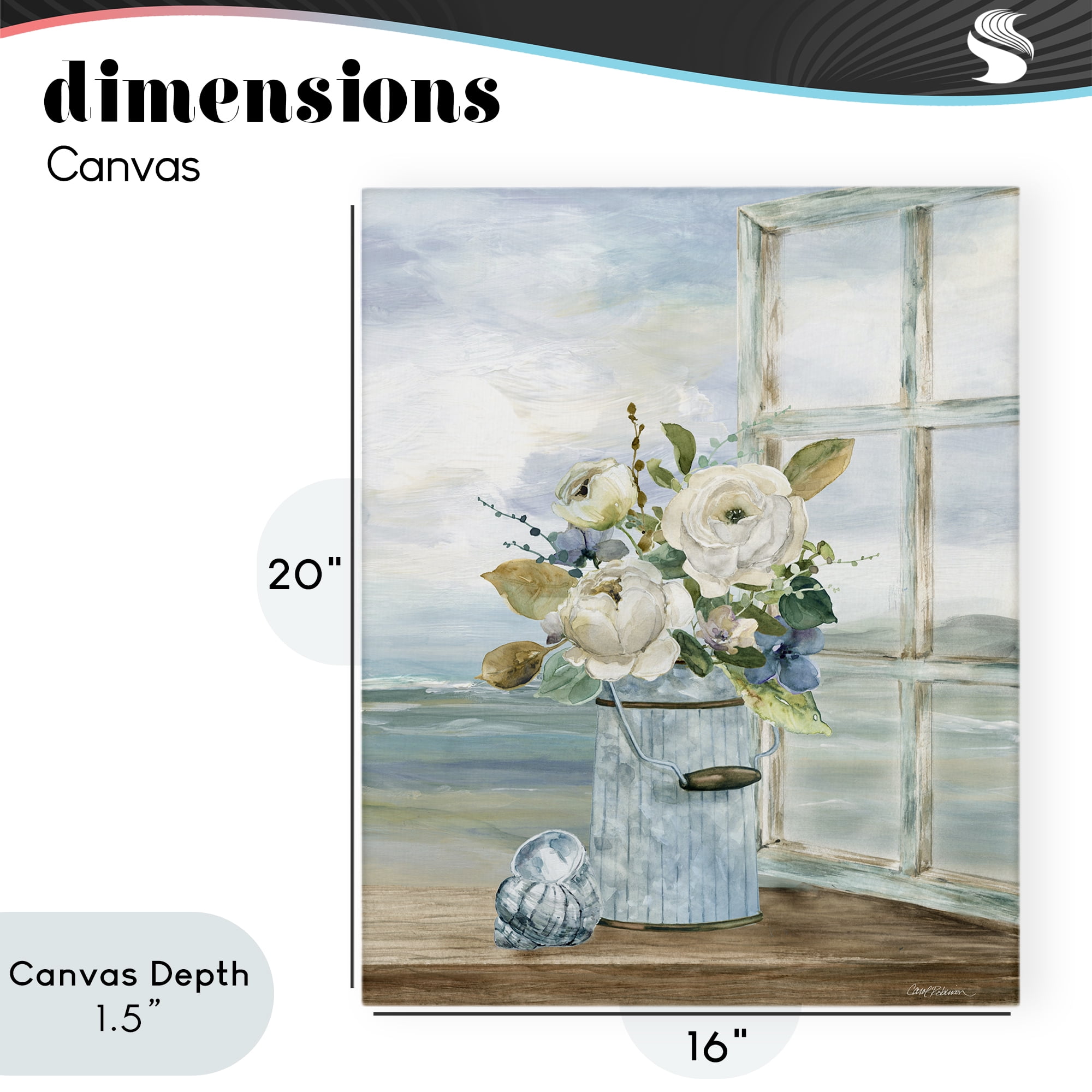 Stupell Industries Seaside Florals on Windowsill Canvas Wall Art, design by Carol Robinson