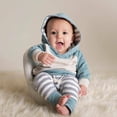 thumbnail image 2 of Gyratedream Newborn Babe Hoodie Pants 3PCS Stripe Long Sleeve Outfits for Baby Boy Girl, 2 of 9