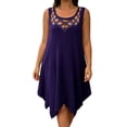 thumbnail image 2 of Blmnix Shift Ladies Dresses Plus Size Dresses Tank Dress Under Dresses Purple Crew Neck Sleeveless Midi Dresses Antimicrobial Protection Womens Spring Dress,L, 2 of 7
