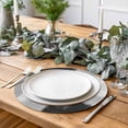 thumbnail image 2 of Black Abstract Round 13 Inch Placemats Set of 8, Grey Geometric Oil Painting Vintage Ombre HeatResistant Non Slip Place Mats for Dining Table, Wipeable Braided Kitchen Table Mats for Housewarming, 2 of 9