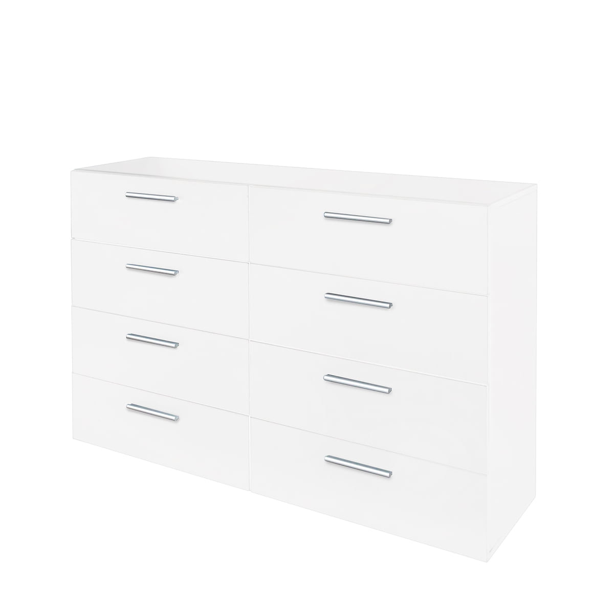 Tcbosik 8-Drawer Wide Dresser, Modern White Storage Chest with Large Drawers, Easy Assembly for Bedroom & Living Room, 47.24"L x 15.75"W x 32.28"H