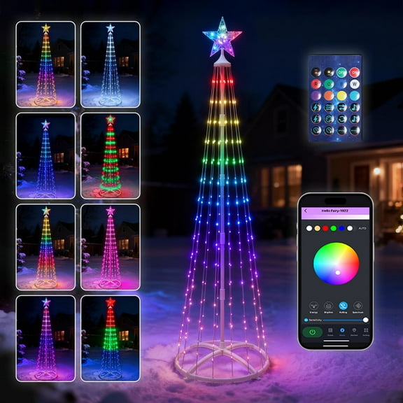 6.88 FT Christmas Tree-LED Lighted Christmas Tree portable Tree light,Decor for Porch Garden Patio Indoor Outdoor House Yard Xmas Decorations