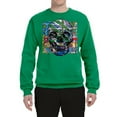 thumbnail image 2 of Wild Bobby, Colorful Abstract Skull Face Streetwear Unisex Crewneck Graphic Sweatshirt, Kelly, 4XL, 2 of 3