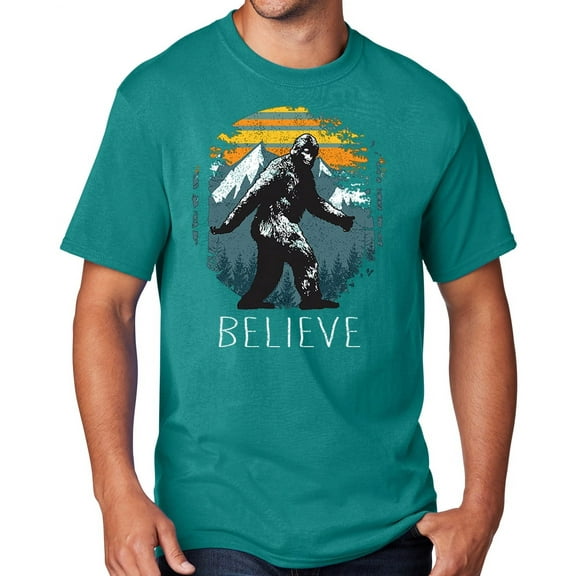 Men's Sasquatch Believe T-shirt, 2XL Bright Aqua Blue