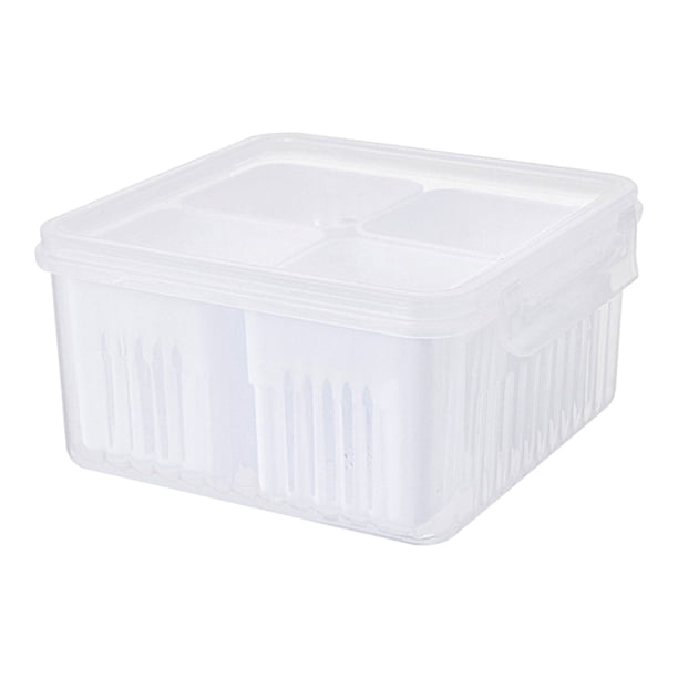 Food Compartment Rack Food Storage Storage Rack Divided Vegetable Fruit Container with Lid ...