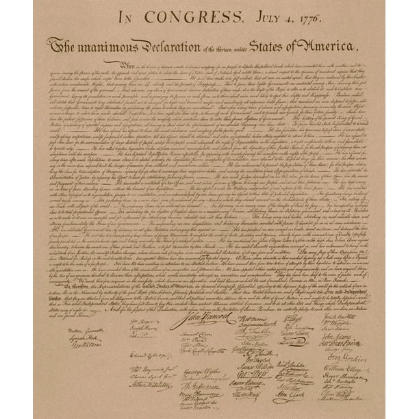 Vintage Copy Of The United States Declaration Of Independence Poster Print 8 X 10 Walmart Com