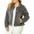 thumbnail image 5 of NOMADIC NOOK Women's Plus Size Outfits Classic Washed Front Frayed Denim Jacket 2 PCS, 5 of 8