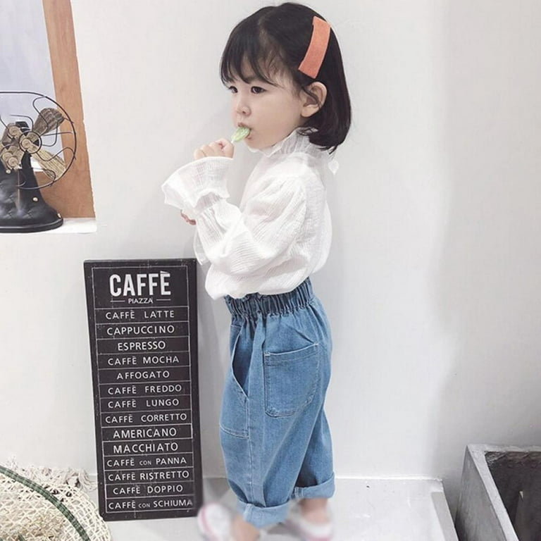 Baby Girls Jeans Kids Solid Color Denim Pants For Girls Spring Autumn  Casual Loose Style Trousers Children Toddler Girl Clothes