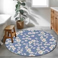 thumbnail image 3 of Watercolor Floral Round Area Rug 3Ft Washable Small Circle Rugs for Kitchen Entryway, Spring Flower Leaves Botanical Blue Non-Slip Carpet Floor Mats Indoor Outdoor Carpet Runner Aesthetic Home Decor, 3 of 8