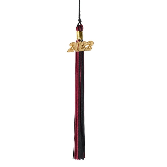 Class Act Graduation Graduation Tassel - 2022 - Gold Charm - 2 Color, Black / Maroon