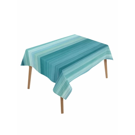 Teal Turquoise Aqua Ombre Rectangle Tablecloth, Contemporary Abstract Lines Waterproof & StainResistant Tablecloth, Washable Oil-proof Table Cover for Dining/Party/Wedding/Camping/Buffet 52x70 In