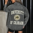 thumbnail image 6 of Women's Gameday Couture Black Colorado Buffaloes Oversized Style's the Limit Micro-Rhinestone Stripe Washed Denim Button, 6 of 6
