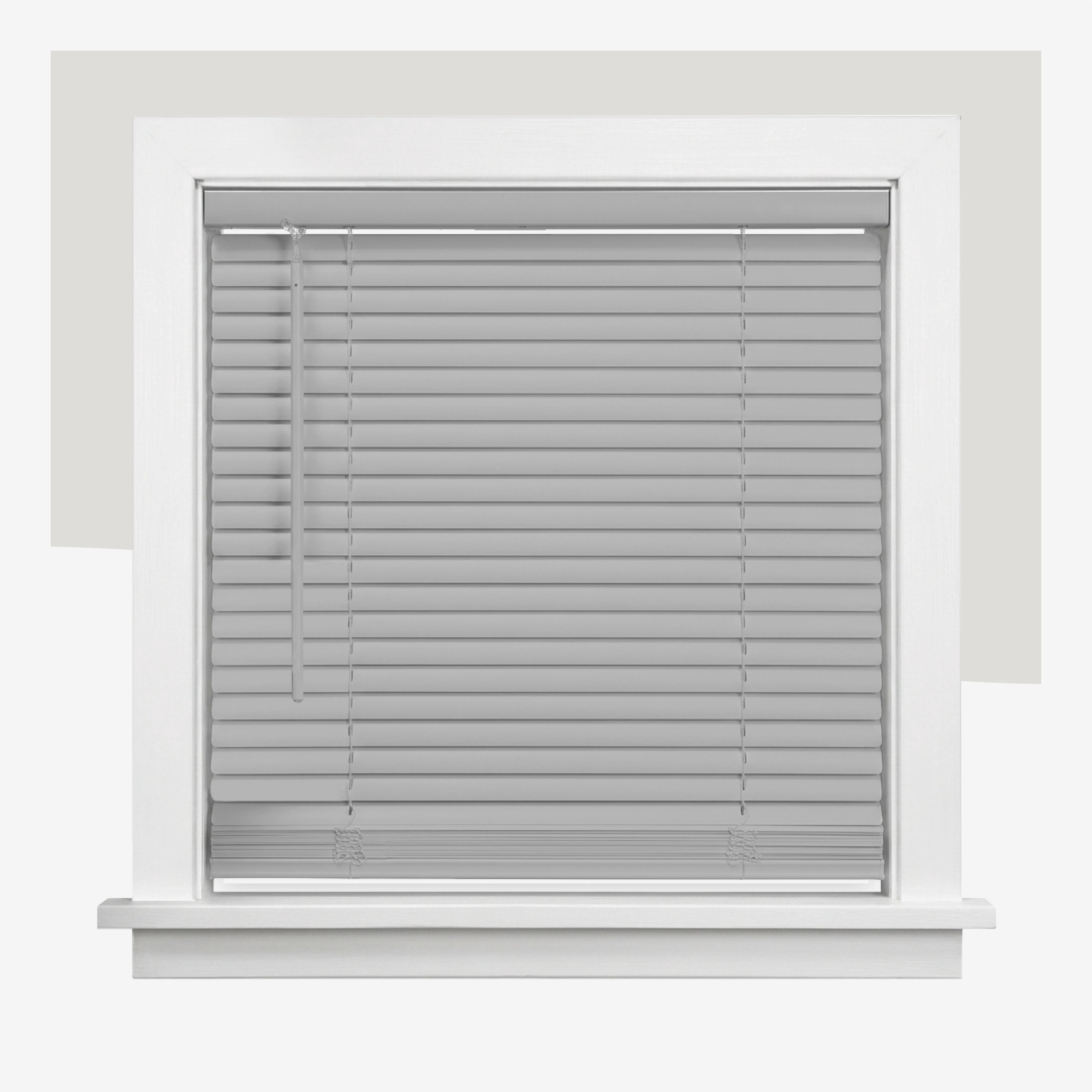 Chicology 16"W X 84"H Cordless Vinyl Mini Blinds 1 in Slats Light Filtering Gloss Grey Easy Install