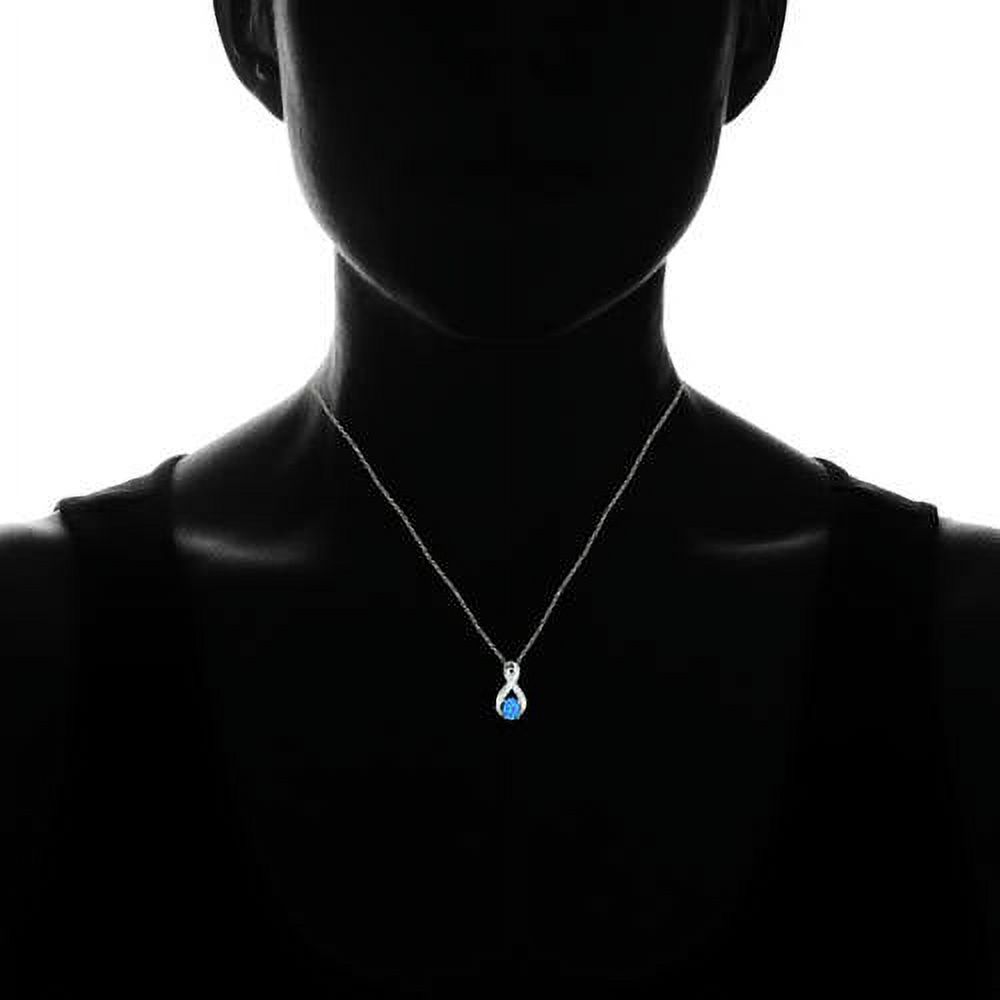 Created Blue Opal Sterling Silver Infinity Necklace