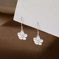 thumbnail image 4 of Solid 925 Sterling Silver Hawaiian Flower Drop Earrings Plumeria for Women Teens CZ Flower Dangle Earrings Hooks for Spring, 4 of 6