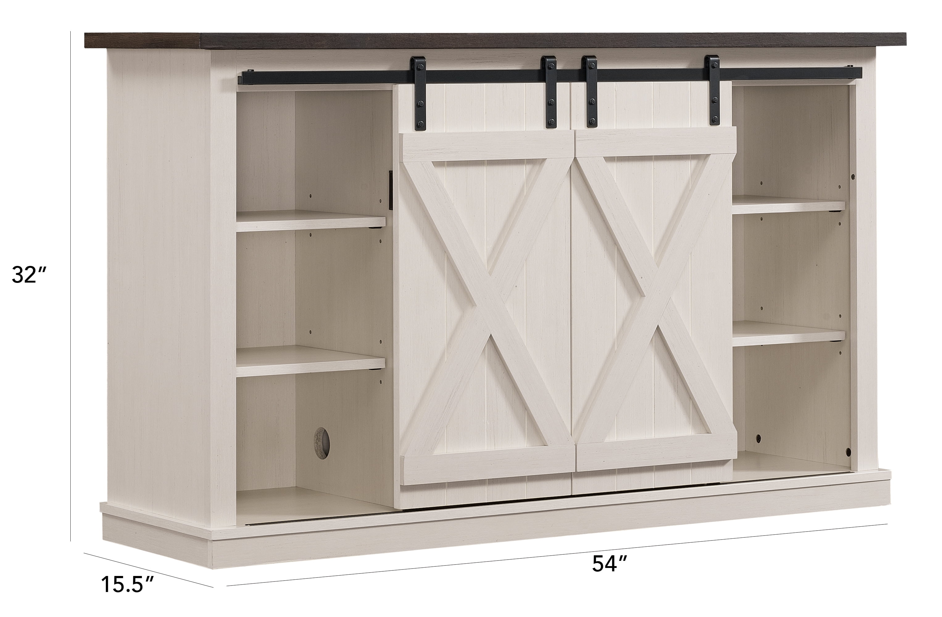 Twin Star Home Terryville Barn Door TV Stand for TVs up to 60", Old White