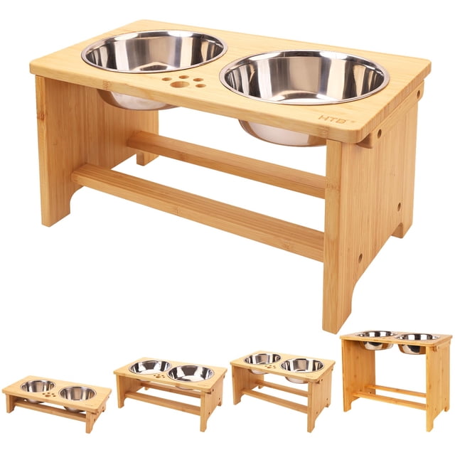 Cuencos elevados para perros HTB Elevated con 2 cuencos de acero inoxidable