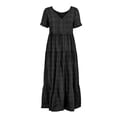 thumbnail image 6 of Iyufng Women's Checkered Dresses V-Neck Short-Sleeve Pleated Dress, 6 of 6