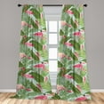 thumbnail image 4 of Ambesonne Tropical Curtains, Flamingos Illustrations, Pair of 28"x84", Olive Green and Pastel Pink, 4 of 5