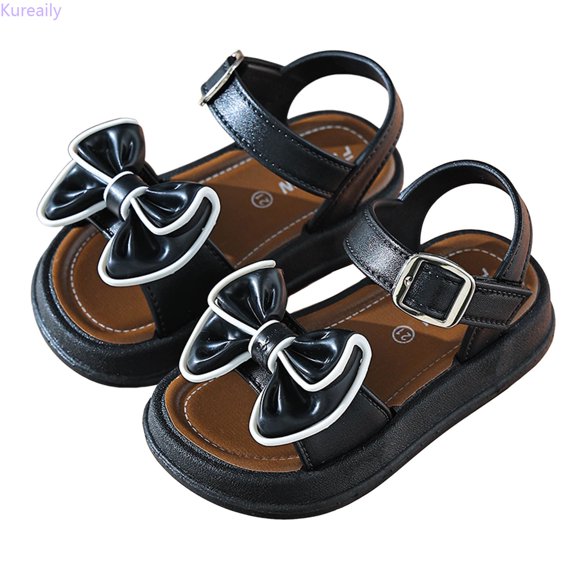 Kureaily Girls Sandals For Outdoor Summer Comfort Lightweight Breathable Casual Walking Shoes With Sole For Toddler Kids Ages 2 10/ Size 21,2-2.5 Years(Black)