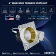 thumbnail image 7 of LUXRITE 4" LED Trimless Spotlight with Brass Trim 25W, 2000LM 5CCT, 38, Dimmable Push-n-Lock CRI90 IC Rated ETL 4 Pack, 7 of 7