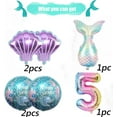 thumbnail image 6 of AUR Mermaid Number Balloons Kit - 6pcs (32in Number, 2pcs 18in Round, 2pcs 21in Shell) - Mermaid Tail & Sea Shell Foil - Pink & Blue - Girls' Birthday & Baby Shower, 6 of 9