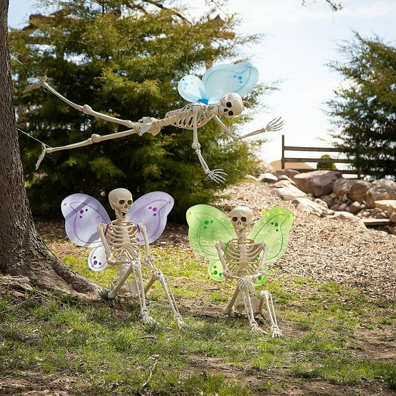 Fun Express 5 Ft. Posable Plastic Skeletons with Fairy Wings Kit – 6 Piece
