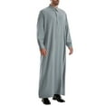 thumbnail image 4 of JXMVOJ Men's Muslim Robe Arab Middle Robe Long Style Long Sleeve Pullover Long Shirt Fashion Casual Robe, 4 of 8