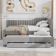 thumbnail image 2 of Euroco Upholstered Full Size Daybed with Trundle and 3 Drawers for Kids, Gray, 2 of 12