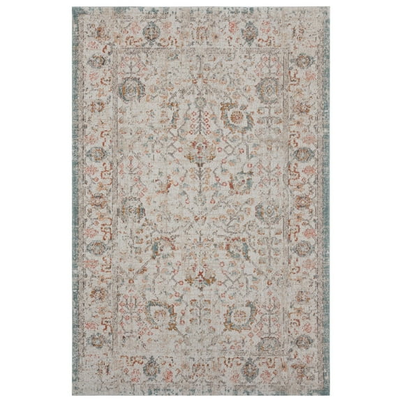 Laddha Home Designs 5.25' x 7.75' Beige and Blue Botanical Rectangular Outdoor Area Throw Rug