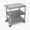 Luxor 3 Shelf Large Flat Tub Cart in Gray (TC222-G)