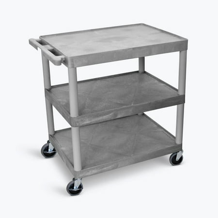 Luxor 3 Shelf Large Flat Tub Cart in Gray (TC222-G)