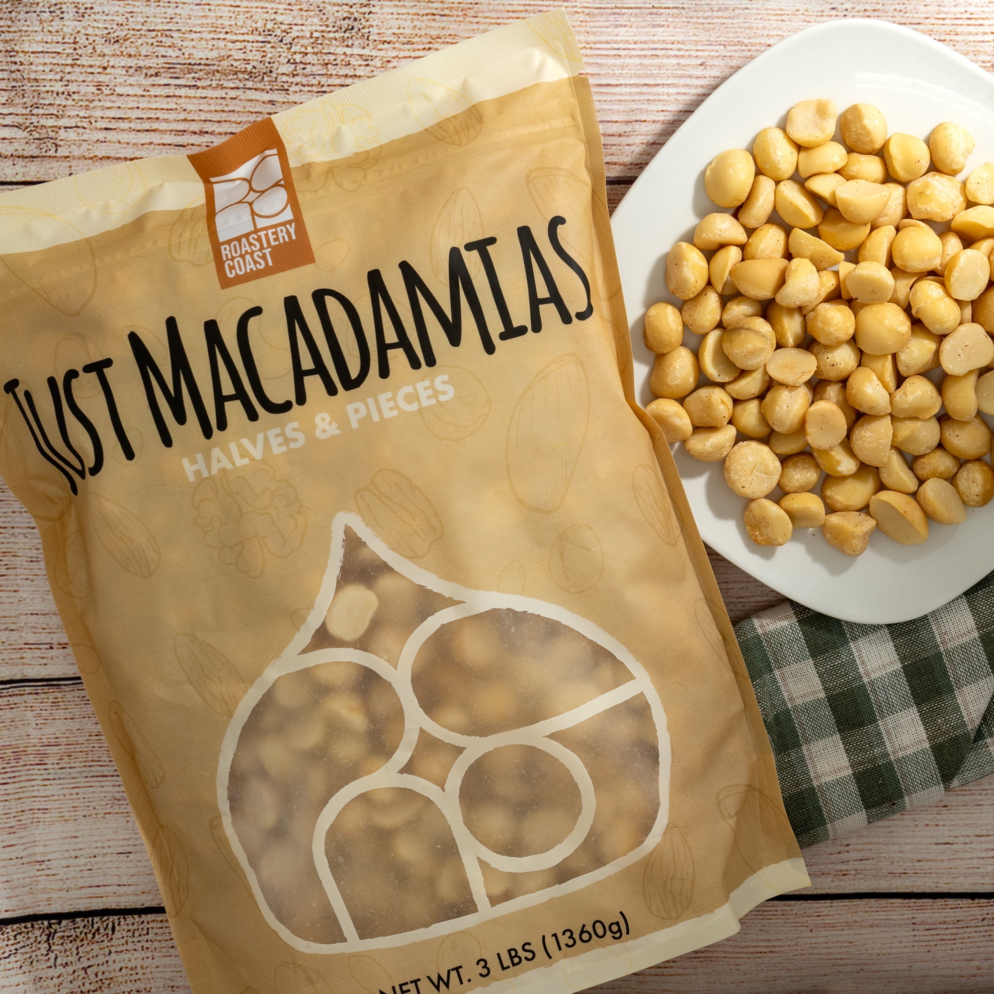 Roastery Coast | Raw Macadamia Nuts | 3 Pounds | Unsalted | Bulk | Snack nuts | Healthy Nuts | Gluten free | Macadamia nut butter | Non GMO | Nut snacks | Unsalted Nuts | Keto snack mix