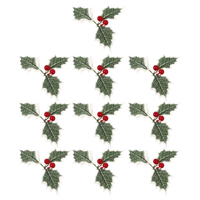 OULII 10Ud Greenery for Christmas Con Hojas Artificiales Duraderas Para Adornos Festivos Y Eventos