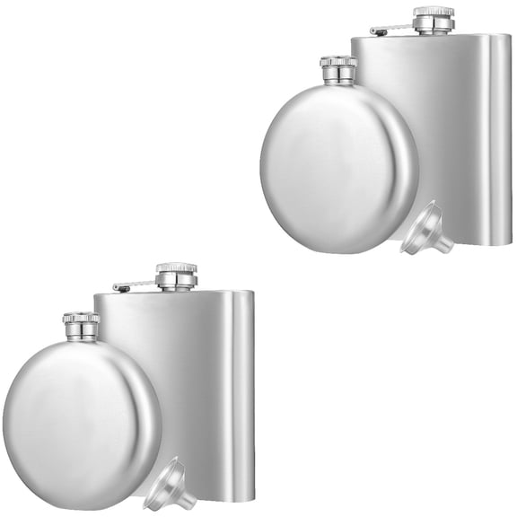 Qiysamall 2 Sets Stainless Steel Wine Bottle Whiskey Decanter Flask Small with Funnel Carry Women's
