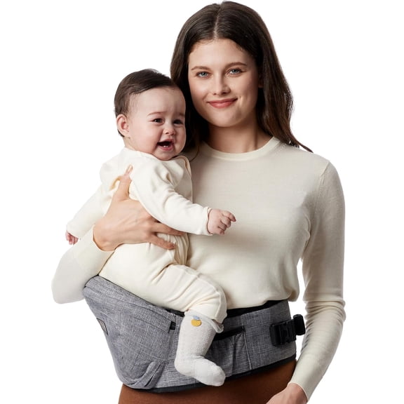 Cangurera Portabebé Momcozy Mochila Con Asiento Bebé Gris Medio