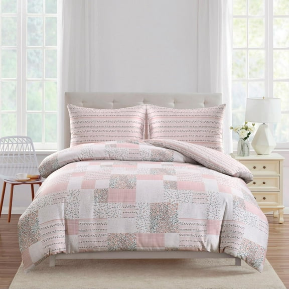 Petite Belle Flora Patchwork Duvet Set- Pink/Grey