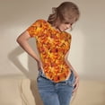 thumbnail image 3 of Fotbe Autumn Maple Leaf Pile Body de Mujer con Cuello Redondo y Mangas Cortas, Sin Mangas Ajustado, Suave, Cómodo y Básico-Large, 3 of 7