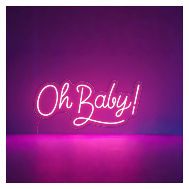 Letrero De Neón "Oh Baby" Para Decoración Baby Shower, Fiesta, Sala Juegos, Dormitorio, Bar, Estar, Cumpleaños, Pared 45cm