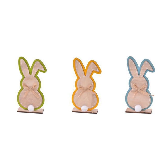 Yuarrent 3 uds decoraciones de Pascua colorido conejo fiesta de hecho a mano niños artesanía regalos adornos puerta Hotel centros de Kits de decoración para fiestas