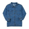 thumbnail image 1 of Chaqueta Vaquera de Mujer Oversize Estilo Boyfriend con Botones, Larga y Abertura Lateral. Chaqueta Vaquera Zimbaplatinum. Azul Real S, 1 of 9