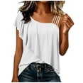 thumbnail image 6 of Posijego Ruffle Tank Tops for Women One Shoulder Elegant Blouses Casual Summer Shirts Sleeveless Stretch Slim Tank Tops, 6 of 9