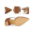 thumbnail image 2 of BLISSFUL STEP Ankle Strap Pointy Toe Chunky Heel Pumps for Women Brown 6, 2 of 6