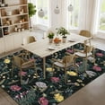 thumbnail image 2 of Senfot 6x9 Modern Floral Area Rugs Washable Farmhouse Carpet Non-Slip Low Pile Stain Resistant for Living Room Bedroom Dining Room Black, 2 of 9