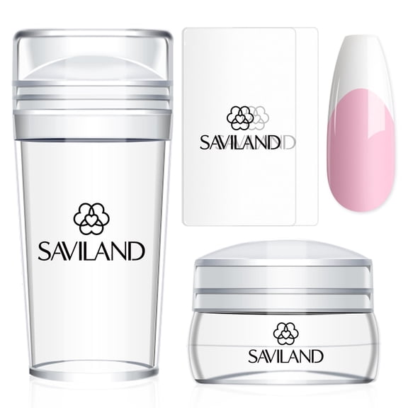 SAVILAND Nail Art Stamper Kit - 4Pcs Clear Silicone Nail Art Stamper with Scrapers for French Nails Tip,Gel Nail Polish