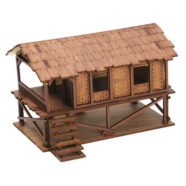 Modelo de construcción de casa a escala 1/72, rompecabezas de madera, manualidades para hacer tú mismo, casa en miniatura hecha a mano. G
