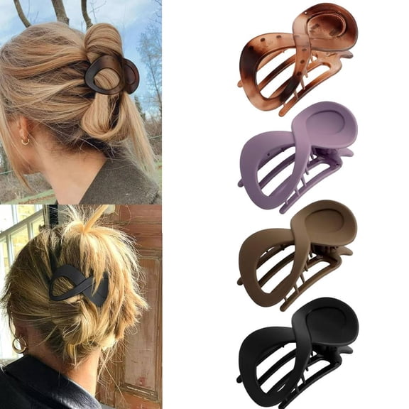 4Pcs French Concord Hair Clips Matte Acrylic Curved Hair Claw Clips Thick Hair Flat Alligator Hair Clips Strong Grip Hair Banana Barrettes for Styling Hair Accessories for Women and Girls