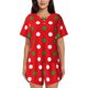 thumbnail image 1 of Balery White and Green Polka Dot Conjunto de Pijama para Mujer con Estampado, Dos Piezas de Manga Corta y Shorts, Ropa de Dormir Suave con Cuello Redondo y Bolsillos-Large, 1 of 6